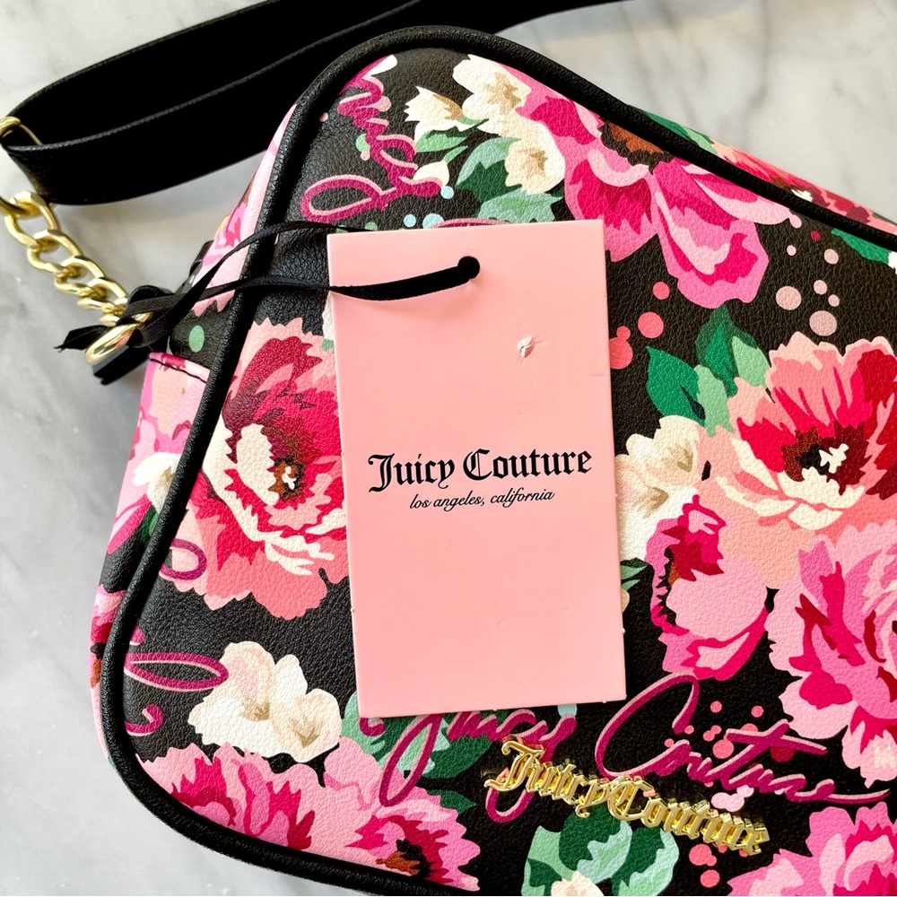 Juicy Couture•NWT•Black•PICK UR PETAL Floral Camera Crossbody Bag•Adjust. Strap - Picture 7 of 13
